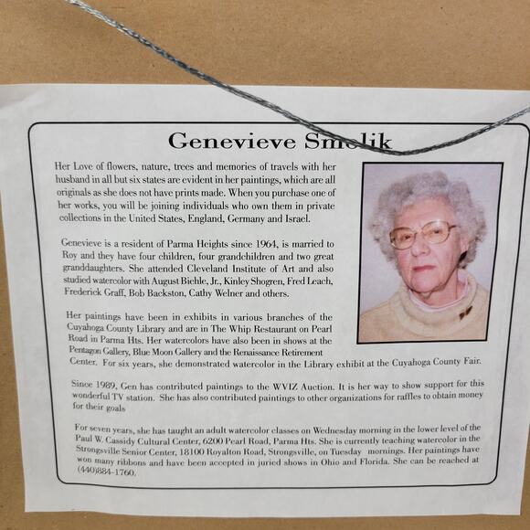 Genevieve K. Smolik Painting #941 Birches Cardinal Signed Hanging Framed Artwork - Picture 2 of 14